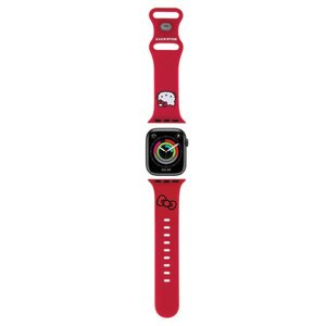 Hello Kitty - silikónový remienok s motívom Kitty hlavičky pre Apple Watch 1–10 / SE / SE 2 (38/40/41/42 mm) – červený KF2345682