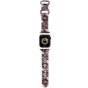 Hello Kitty - silikónový remienok s motívom štítkov a graffiti pre Apple Watch 1–10 / SE / SE 2 (38/40/41/42 mm) – ružový KF2345686