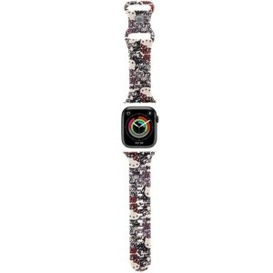Hello Kitty - silikónový remienok s motívom štítkov a graffiti pre Apple Watch 1–10 / SE / SE 2 (38/40/41/42 mm) – béžový KF2345687