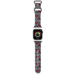 Hello Kitty - silikónový remienok s motívom mašličiek a prúžkov pre Apple Watch 1–10 / SE / SE 2 (38/40/41/42 mm) – čierny KF2345688