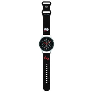 Hello Kitty - silikónový remienok s motívom Kitty hlavičky pre Samsung Watch (46 mm) / Watch 3, Huawei Watch GT 2 / GT 3 (46 mm) – čierny KF2345701