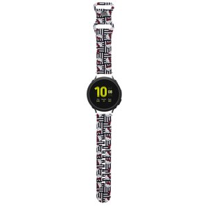 Hello Kitty - silikónový remienok s motívom hlavičiek a prúžkov pre Samsung Watch 4 / 5, Huawei Watch GT 3 (42 mm) / GT 3 Pro (43 mm) – čierny KF2345…