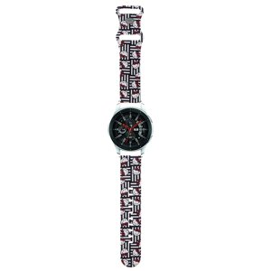 Hello Kitty - silikónový remienok s motívom hlavičiek a prúžkov pre Samsung Watch (46 mm) / Watch 3, Huawei Watch GT 2 / GT 3 (46 mm) – čierny KF2345…