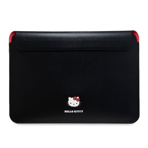Hello Kitty 14" ochranné puzdro na notebook z PU kože s kovovým logom – čierne KF2345748