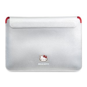 Hello Kitty 14" ochranné puzdro na notebook z PU kože s kovovým logom – strieborné KF2345749