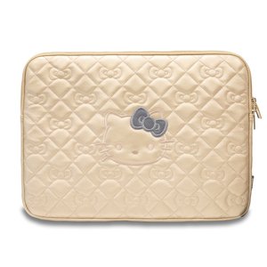 Hello Kitty 14" ochranné puzdro na notebook so zipsom, prešívané mašličky, PU koža – zlaté KF2345751
