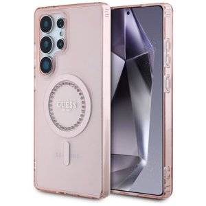 Guess – IML Rhinestones MagSafe ochranný kryt pre Samsung Galaxy S25 Ultra – ružový KF2345877