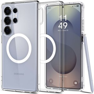 Spigen Ultra Hybrid MagSafe puzdro pre Samsung Galaxy S25 Ultra – priehľadné / biele KF2346031