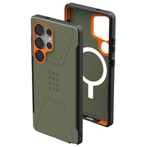 UAG Civilian Pro MagSafe kryt pre Samsung Galaxy S25 Ultra – Olivovo-matná / Oranžová KF2346064