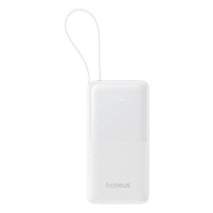 Baseus – Bipow 2 power banka vstavaný USB-C kábel, Type-C, USB, smart displej, 10000mAh, 20W – biela KF2347113