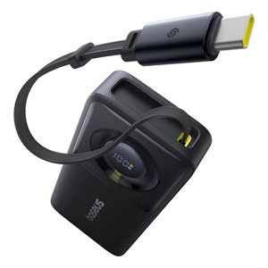 Baseus – Free2Pull power banka zasúvací USB-C kábel, Type-C, displej, 10000mAh, 30W, 0.7m – čierna KF2347118