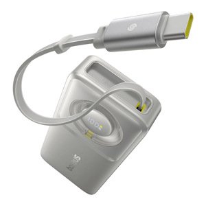 Baseus – Free2Pull power banka zasúvací USB-C kábel, Type-C, displej, 10000mAh, 30W, 0.7m – sivá KF2347120