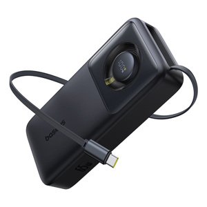 Baseus – Free2Pull power banka zasúvací USB-C kábel, Type-C, displej, 20000mAh, 65W, 0.7m – čierna KF2347121