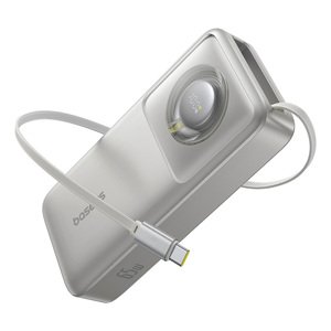 Baseus – Free2Pull power banka zasúvací USB-C kábel, Type-C, displej, 20000mAh, 65W, 0.7m – sivá KF2347122