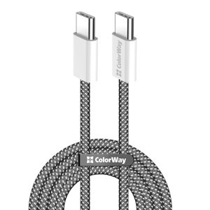 ColorWay – dátový kábel pre MacBook Pro, Type-C na Type-C, PD rýchle nabíjanie 60 W, 3 A, nylon, 1 m – čierny KF2347559