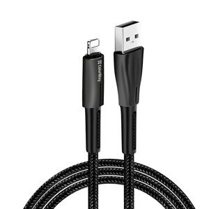 ColorWay – dátový kábel USB na Lightning, Quick Charge 3.0, LED indikácia, nylon, 2,4 A, 480 Mbps, 1 m – čierny KF2347572