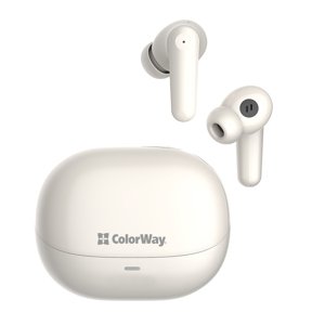 ColorWay bezdrôtové slúchadlá Slim TWS-1 (CW-TWS1BE) – Bluetooth 5.3, TWS, intuitívne ovládanie, priestorový zvuk, 400mAh, USB-C, béžové KF2347580