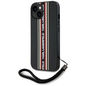 Karl Lagerfeld – Saffiano Athleisure Stripes Cord – kryt so šnúrkou pre iPhone 15 – červený KF2348021