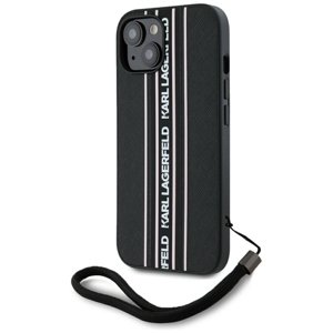 Karl Lagerfeld – Saffiano Athleisure Stripes Cord – kryt so šnúrkou pre iPhone 15 – ružový KF2348022