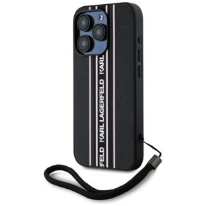 Karl Lagerfeld – Saffiano Athleisure Stripes Cord – kryt so šnúrkou pre iPhone 15 Pro Max – ružový KF2348026