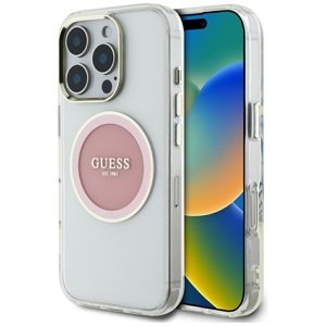 Guess – IML Metal Colored Circle MagSafe – kryt s MagSafe pre iPhone 16 Pro Max – ružový KF2348046