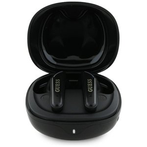Guess - bezdrôtové slúchadlá Flat Classic Logo Electroplated, Bluetooth 5.4, TWS, mikrofón, 300 mAh - čierne KF2348064