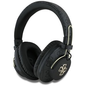 Guess - bezdrôtové slúchadlá 4G Metal Logo, Bluetooth 5.3, ENC, USB-C, eko-koža, on-ear, 300 mAh - čierne KF2348070
