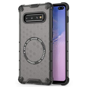 Techsuit – HoneyComb Shield MagSafe – ochranný obal na Samsung Galaxy S10 Plus – čierny KF2348242