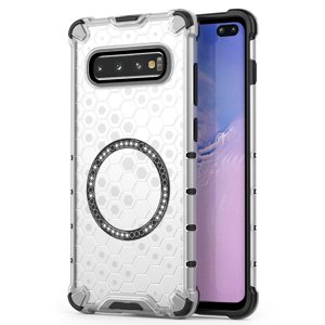 Techsuit – HoneyComb Shield MagSafe – ochranný obal na Samsung Galaxy S10 Plus – biely KF2348243