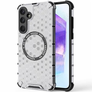Techsuit – HoneyComb Shield MagSafe – ochranný obal na Samsung Galaxy A55 5G – biely KF2348259