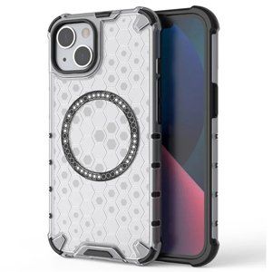 Techsuit – HoneyComb Shield MagSafe – ochranný obal na iPhone 13 – biely KF2348295