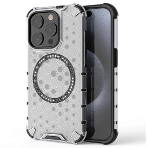 Techsuit – HoneyComb Shield MagSafe – ochranný obal na iPhone 15 Pro Max – biely KF2348305