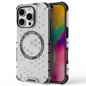 Techsuit – HoneyComb Shield MagSafe – ochranný obal na iPhone 16 Pro – biely KF2348311