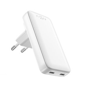Fixed – sieťová nabíjačka 4v1, Slim dizajn, 2× Type-C, GaN, Power Delivery 3.0, 45 W – biela KF2348590