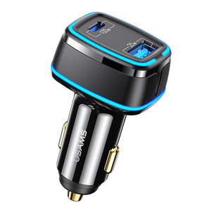 USAMS Nabíjačka do auta C24 (US-CC142) - Dvojportová, USB-A, Type-C, 120W, 5A - čierna KF235256