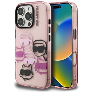 Karl Lagerfeld - IML Multi Head Pattern ochranný obal na iPhone 16 Pro – ružová Karl & Choupette hlava KF2353901
