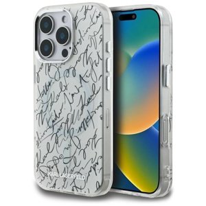 Karl Lagerfeld - IML MagSafe Karl Script Pattern ochranný obal na iPhone 16 Pro – biela KF2353903