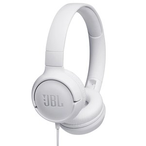 JBL – Tune 500 káblové slúchadlá s funkciou Pure Bass, skladací dizajn, 3,5 mm jack – biele KF2354151
