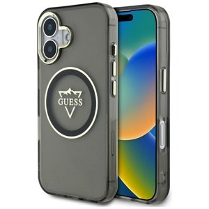 Guess - IML Metal Mountain Logo MagSafe ochranný obal na iPhone 16 - čierne KF2354560