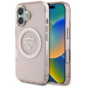 Guess - IML Metal Mountain Logo MagSafe ochranný obal na iPhone 16 - ružové KF2354561
