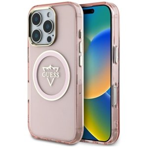 Guess - IML Metal Mountain Logo MagSafe ochranný obal na iPhone 16 Pro Max - ružové KF2354565