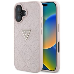 Guess - Leather Hot Stamp 4G Pattern Triangle Metal Logo ochranný obal na iPhone 16 - ružové KF2354583