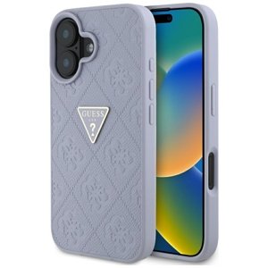Guess - Leather Hot Stamp 4G Pattern Triangle Metal Logo ochranný obal na iPhone 16 - svetlofialové KF2354584