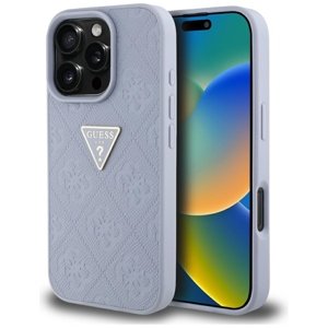 Guess - Leather Hot Stamp 4G Pattern Triangle Metal Logo ochranný obal na iPhone 16 Pro Max - svetlofialové KF2354590