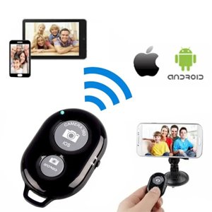 Techsuit – Bluetooth diaľkové ovládanie pre selfie, 360° kameru, iOS a Android, batéria CR2032 – čierne KF237303