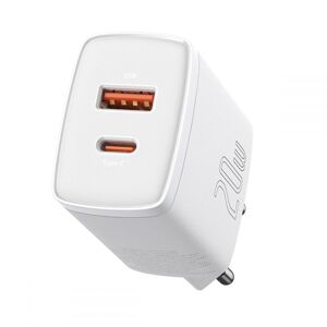 Baseus kompaktná nabíjačka (CCXJ-B02) – USB-C PD 20 W, USB-A QC, 3 A, biela KF239056