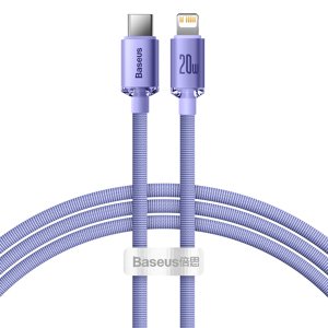 Baseus Dátový kábel Crystal Shine Type-C na Lightning, 20 W, 2 m – fialový KF239176
