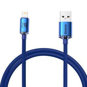 Baseus Dátový kábel Crystal Shine USB na Lightning, 2,4 A, 2 m – modrý KF239183