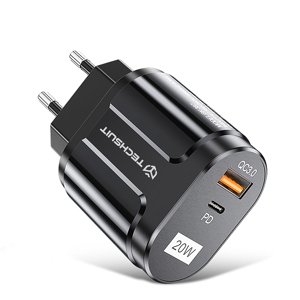 Techsuit Sieťová nabíjačka Premium (CHPD038) - USB-A, QC 3.0, USB-C, 20 W - čierna KF239676