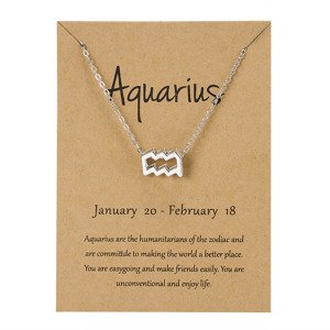 Girly Strieborný náhrdelník Zodiac Znamenia: Vodnár N33/AQUARIUS